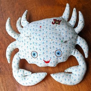 Stuffy Crab Pin Cushion Vintage Sewing Buddy Handmade in the 1960's Keepsake